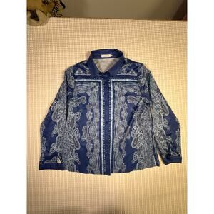 Misslook Paisley Blouse 2XL Navy Scarf Print Boho Coastal Preppy  Plus Size Top